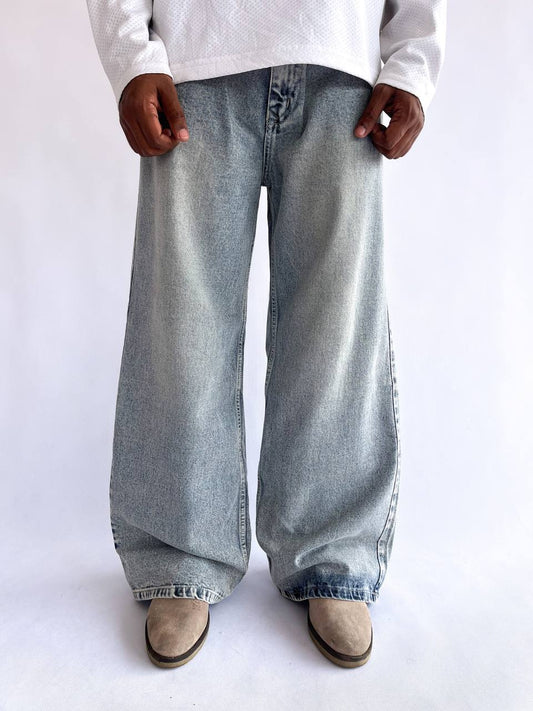 Pale Blue Wide Leg Baggy