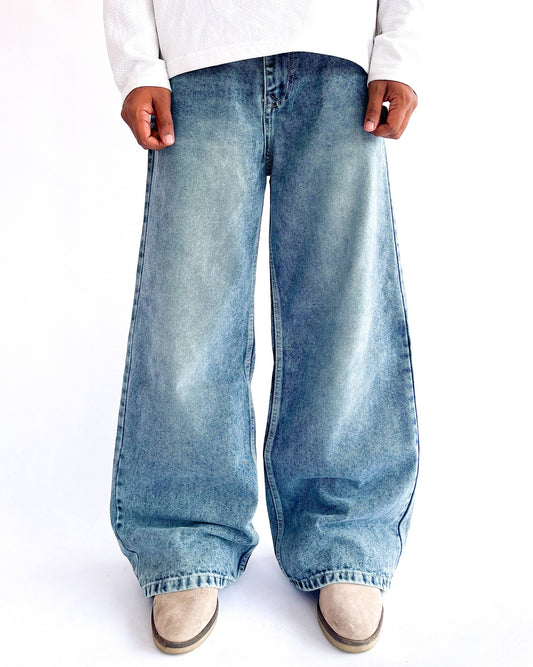 Blue Tinted Wide Leg Baggy