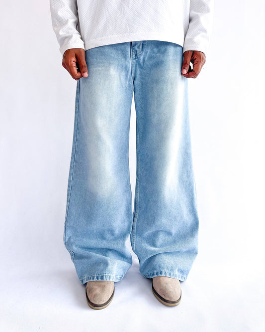 Ice Blue Wide Leg Baggy