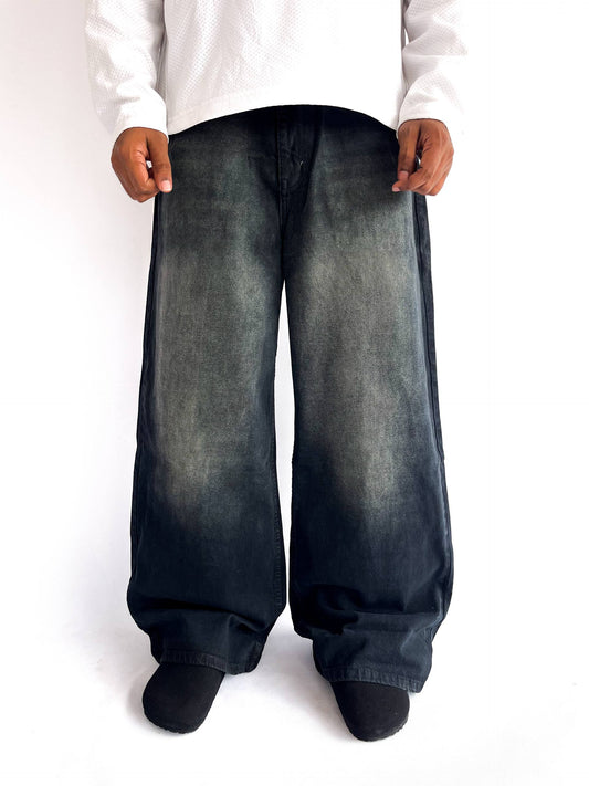 Black Grey Shade Wide Leg Baggy