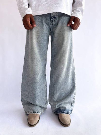 Pale Blue Wide Leg Baggy