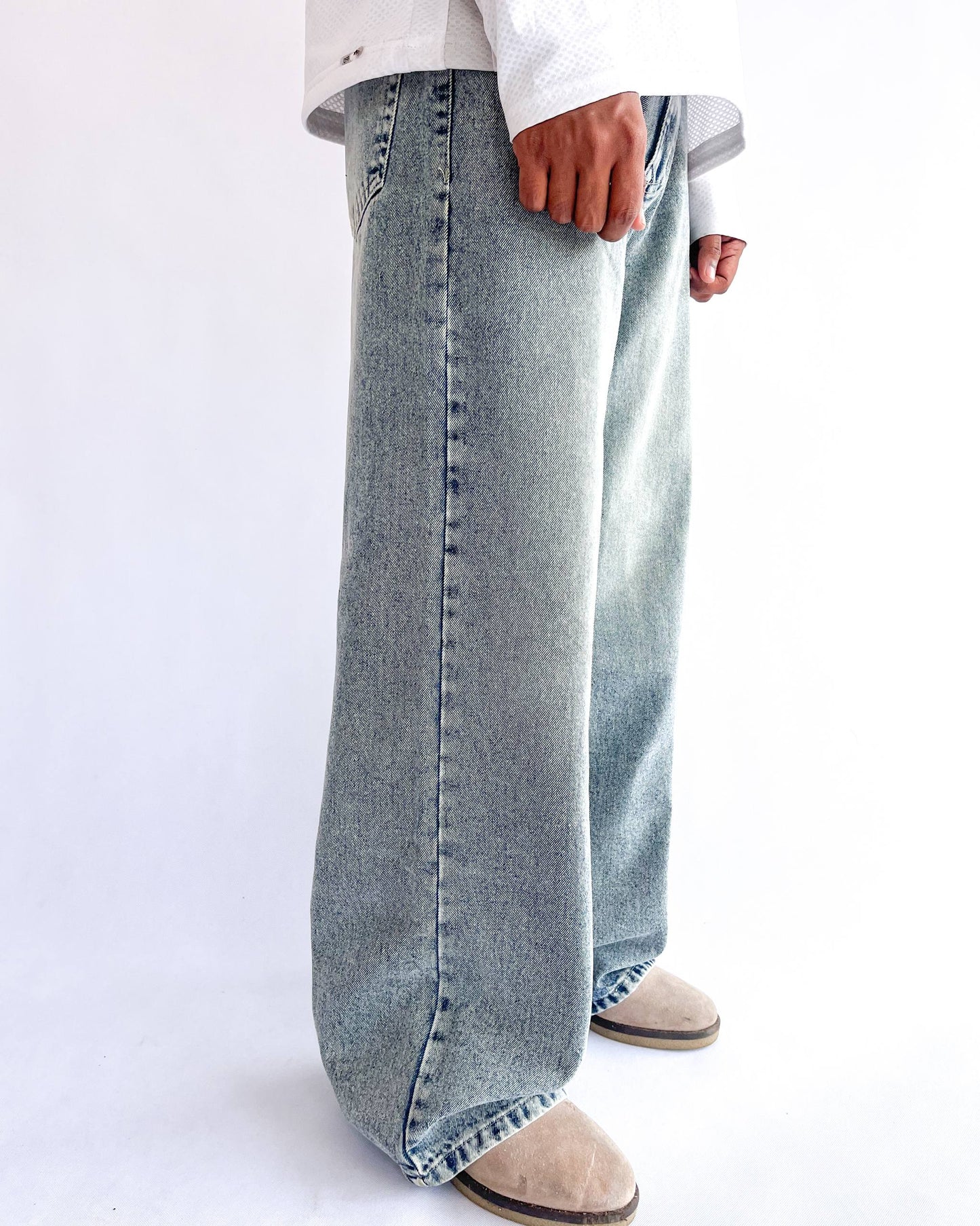 Pale Blue Wide Leg Baggy