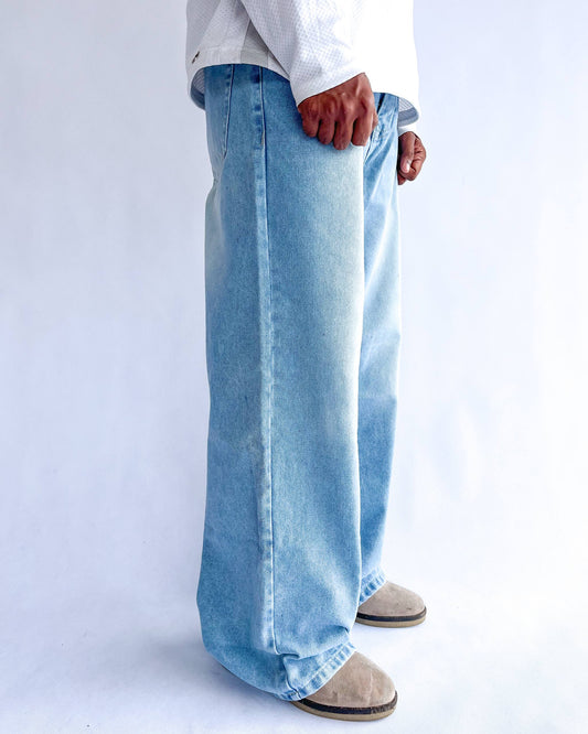 Ice Blue Wide Leg Baggy