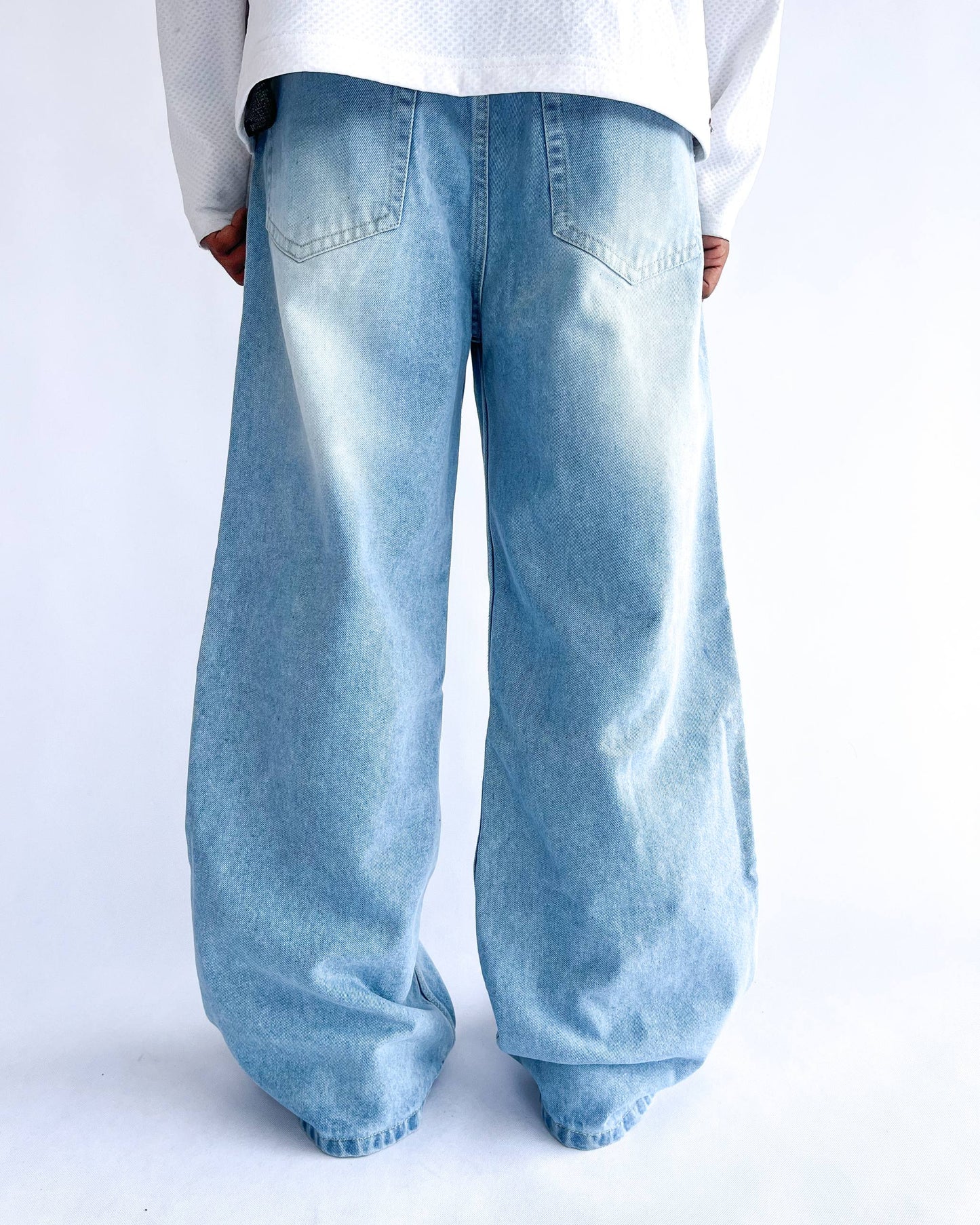 Ice Blue Wide Leg Baggy