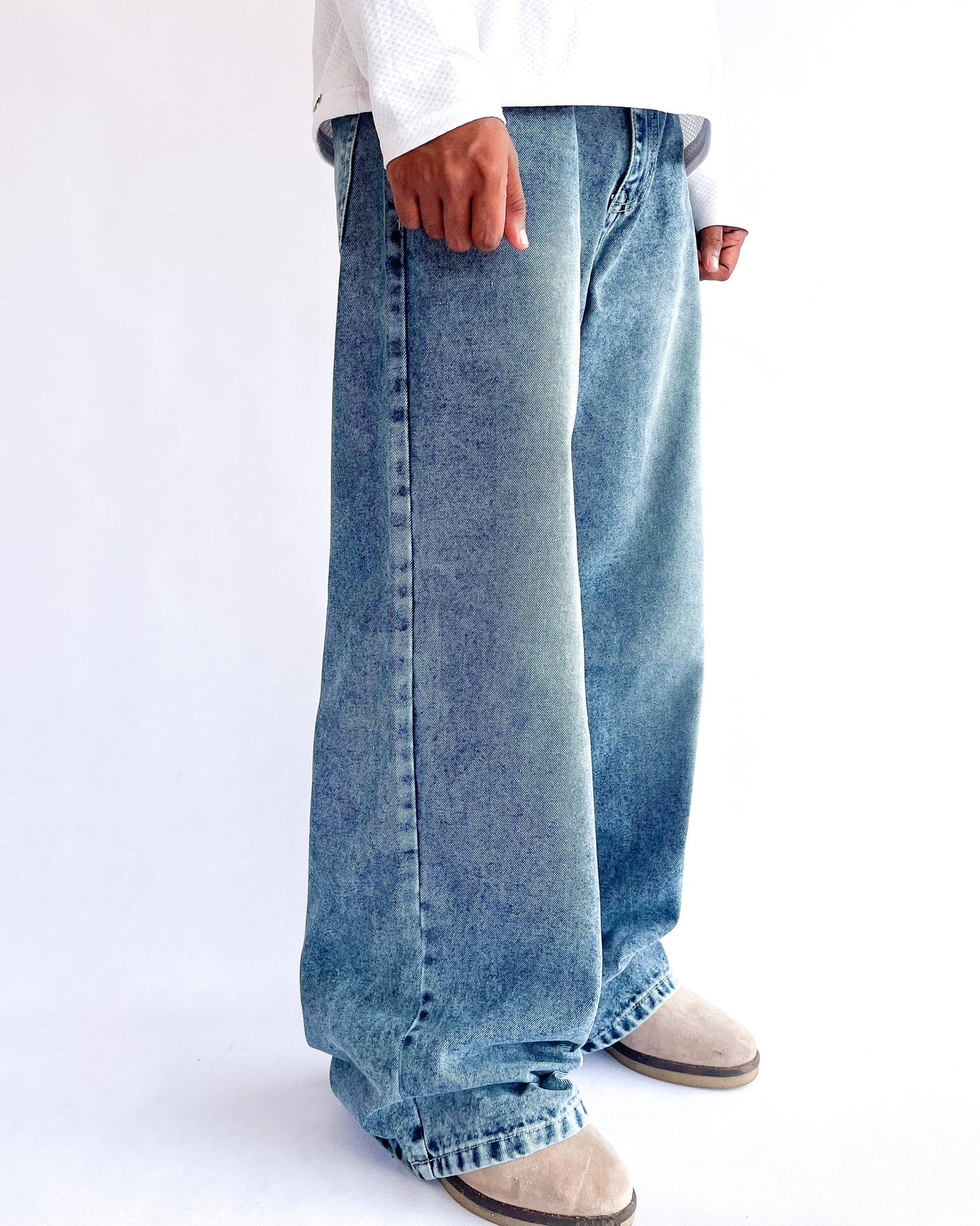Blue Tinted Wide Leg Baggy