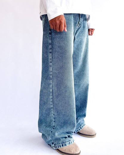 Blue Tinted Wide Leg Baggy