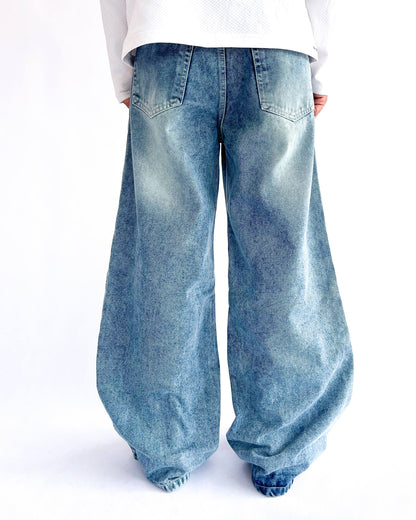 Blue Tinted Wide Leg Baggy