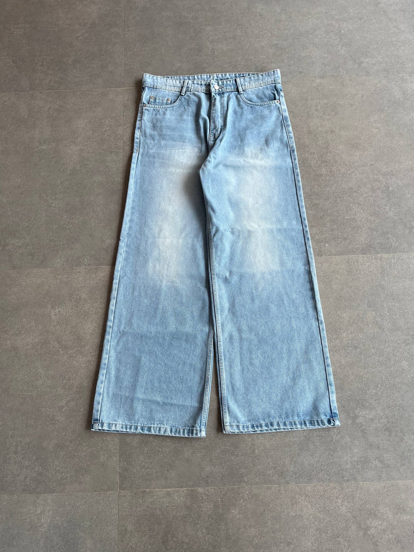 Ice Blue Wide Leg Baggy