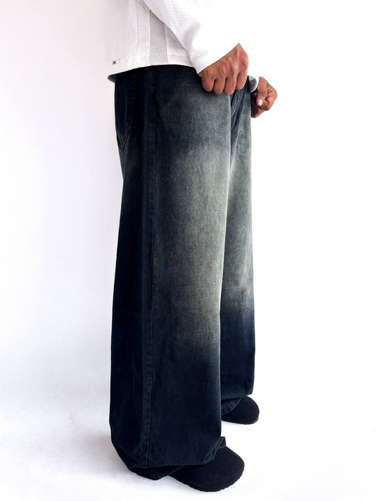 Black Grey Shade Wide Leg Baggy